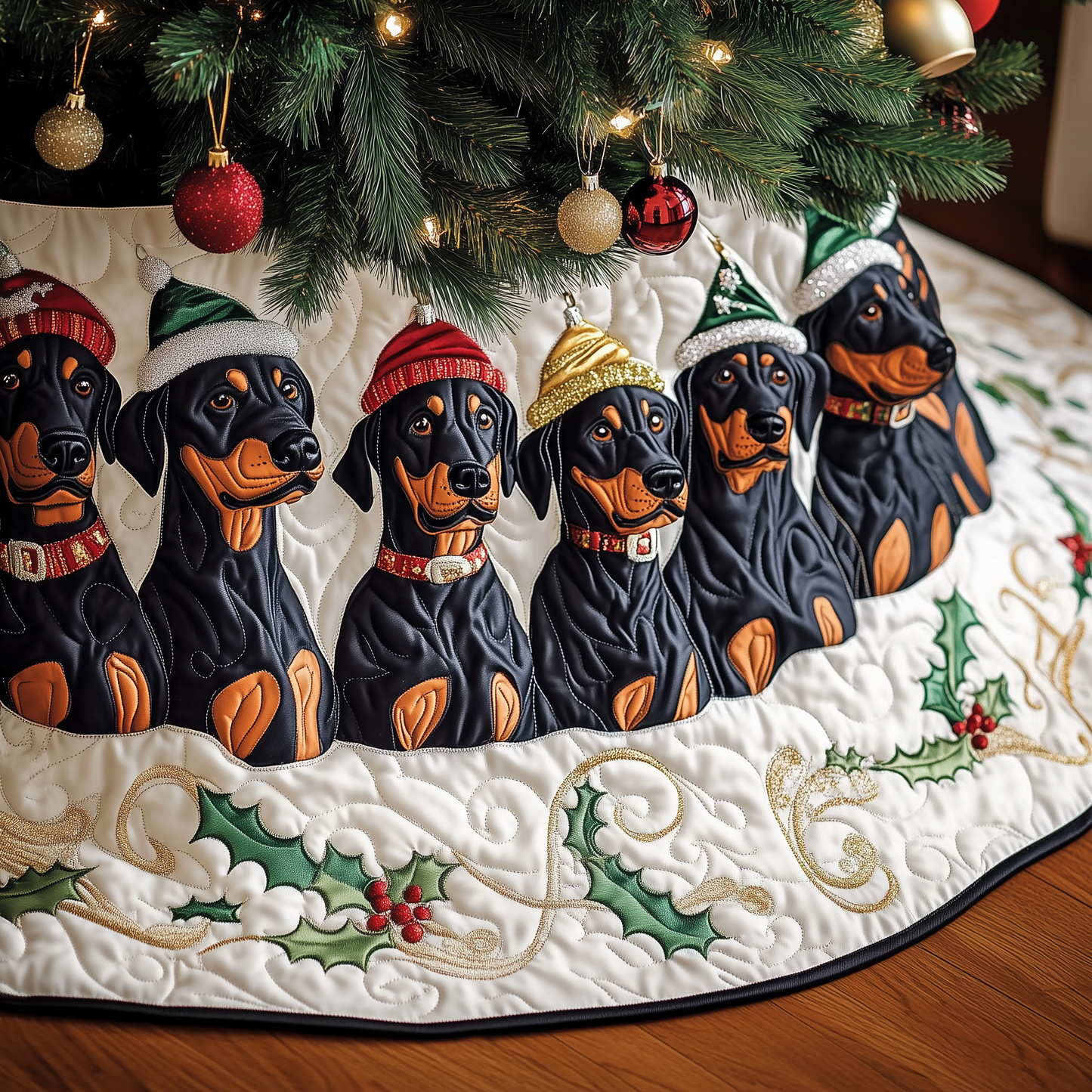 Christmas Doberman Quilted Tree Skirt GFTOAB1012