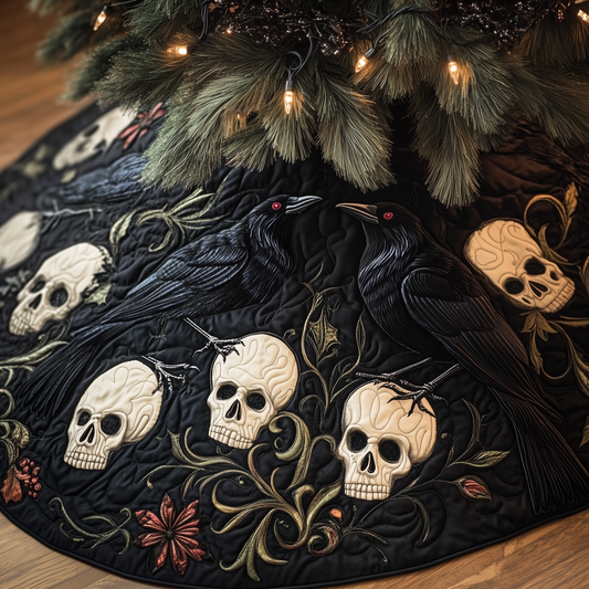 Christmas Skull And Black Crow Quilted Tree Skirt GFTOAB1140