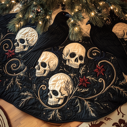 Christmas Skull And Black Crow Quilted Tree Skirt GFTOAB1141