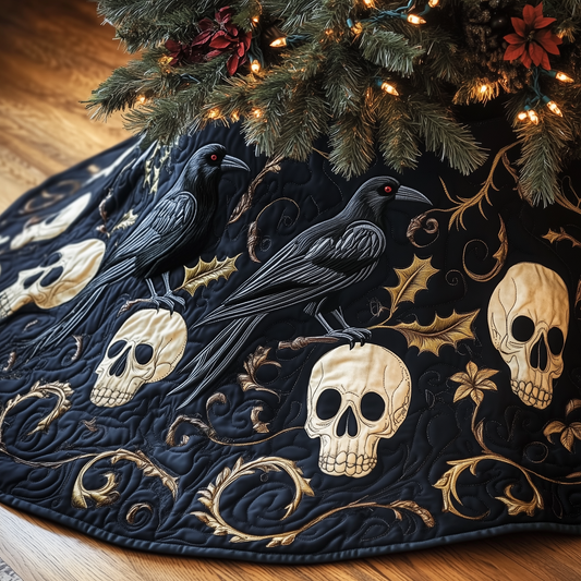 Christmas Skull And Black Crow Quilted Tree Skirt GFTOAB1143