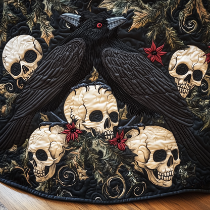 Christmas Skull And Black Crow Quilted Tree Skirt GFTOAB1144