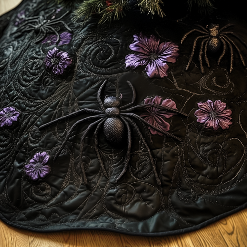 Christmas Black Spiders Quilted Tree Skirt GFTOAB1151