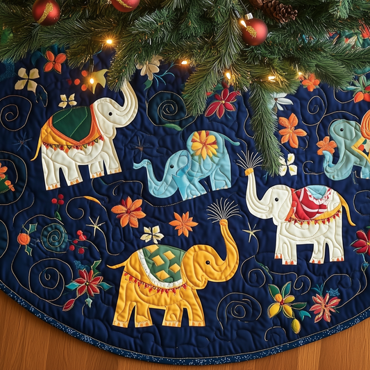 Christmas Elephant Quilted Tree Skirt GFTOAB117