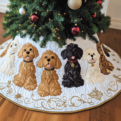 Christmas Doodle Dog Quilted Tree Skirt GFTOAB1258