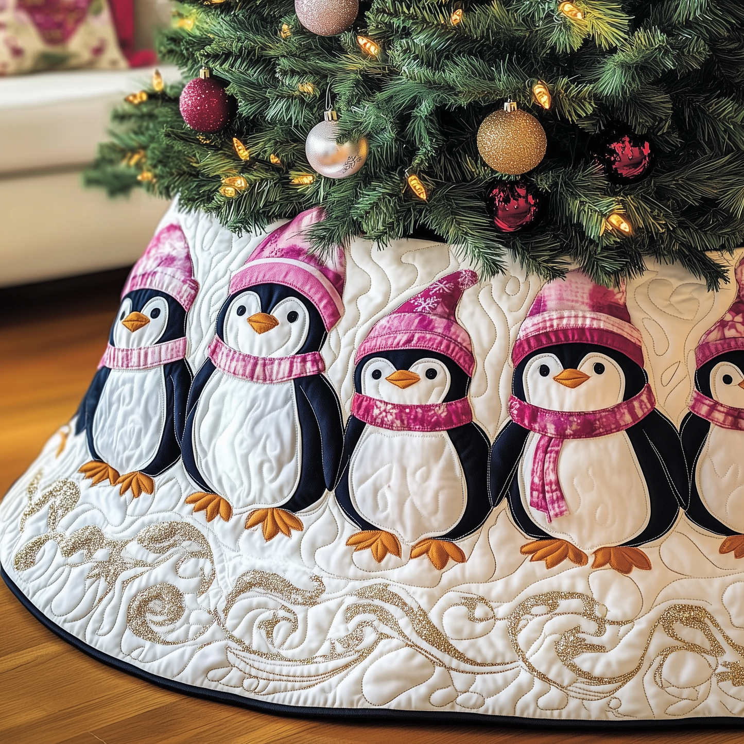 Christmas Penguin Quilted Tree Skirt GFTOAB1264