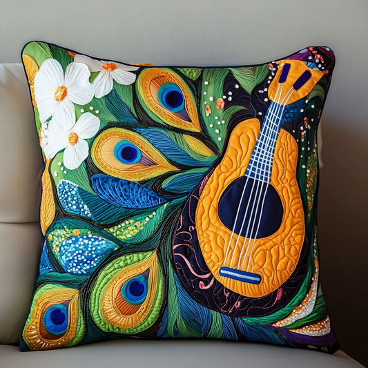 Peacock Guitar Quilted Pillow Case GFTOAB173