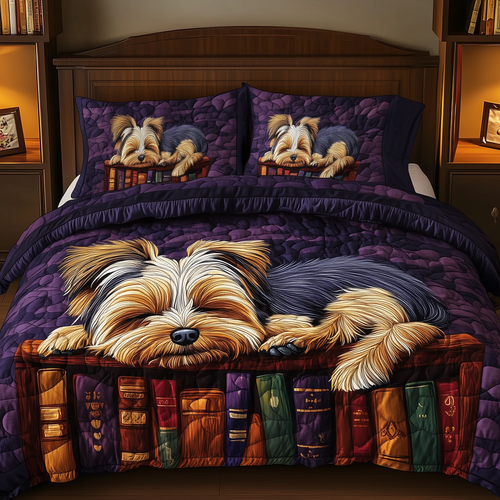 Sleeping Yorkie 3-Piece Quilted Bedding Set GFTOAB265