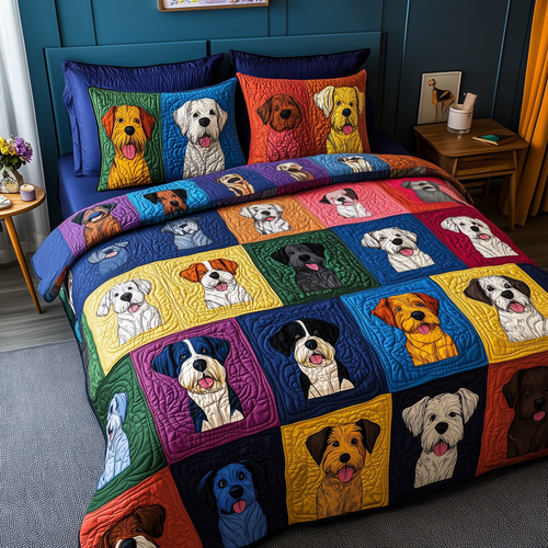 Colorful Schnauzer 3-Piece Quilted Bedding Set GFTOAB275