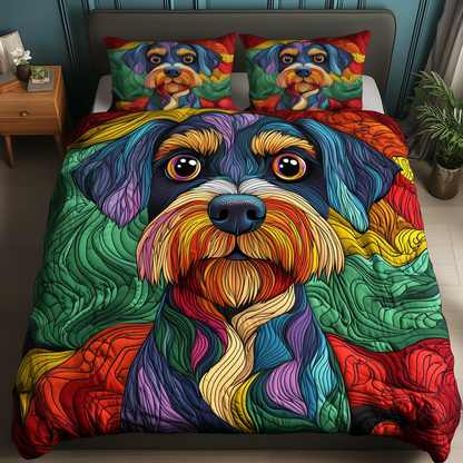 Vibrant Schnauzer 3-Piece Quilted Bedding Set GFTOAB276