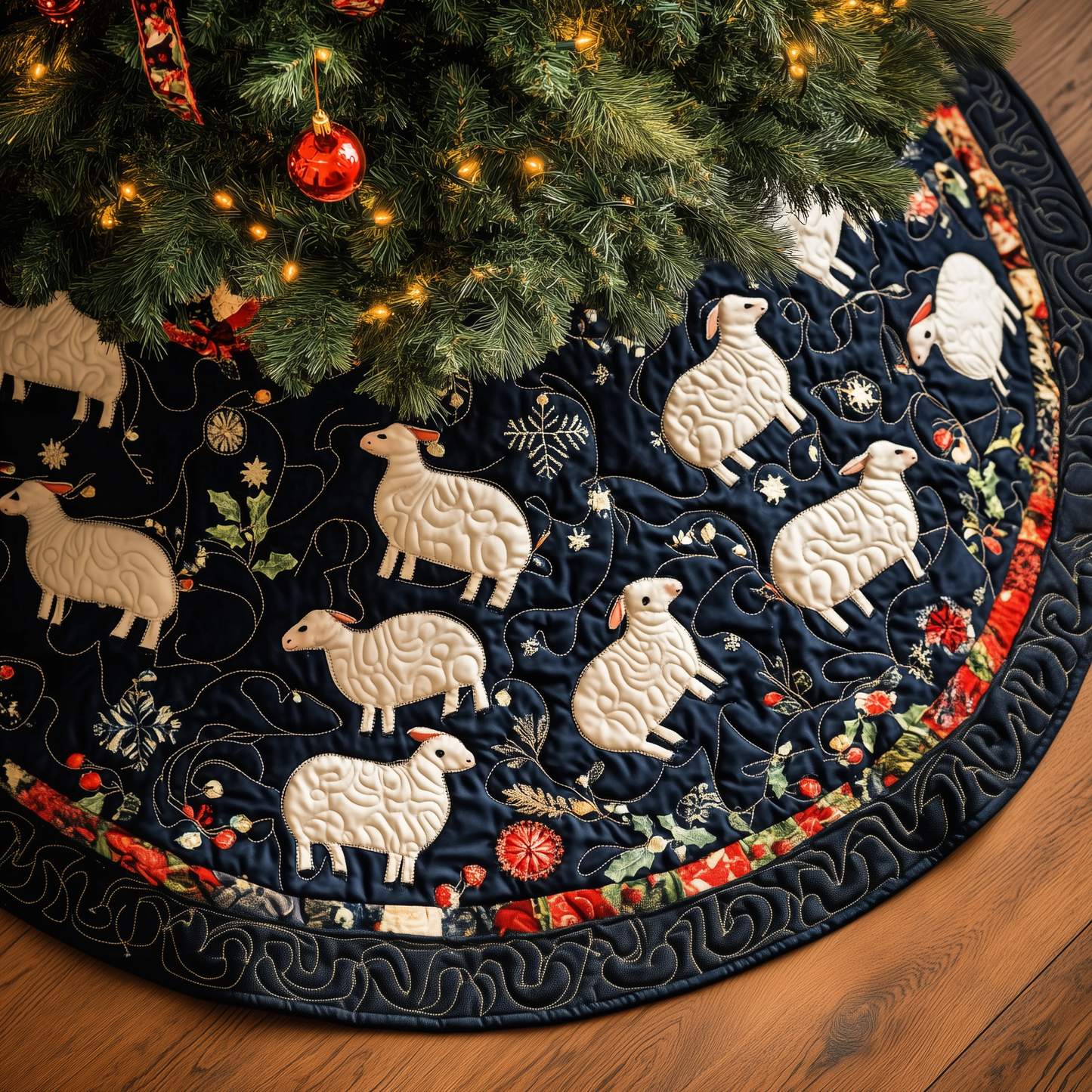 Christmas Sheep Quilted Tree Skirt GFTOAB340