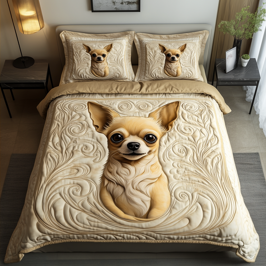 Chihuahua 3-Piece Quilted Bedding Set GFTOAB342