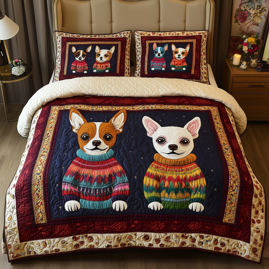 Chihuahua 3-Piece Quilted Bedding Set GFTOAB343