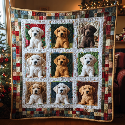 Colorful Labrador Quilted Blanket GFTOAB358