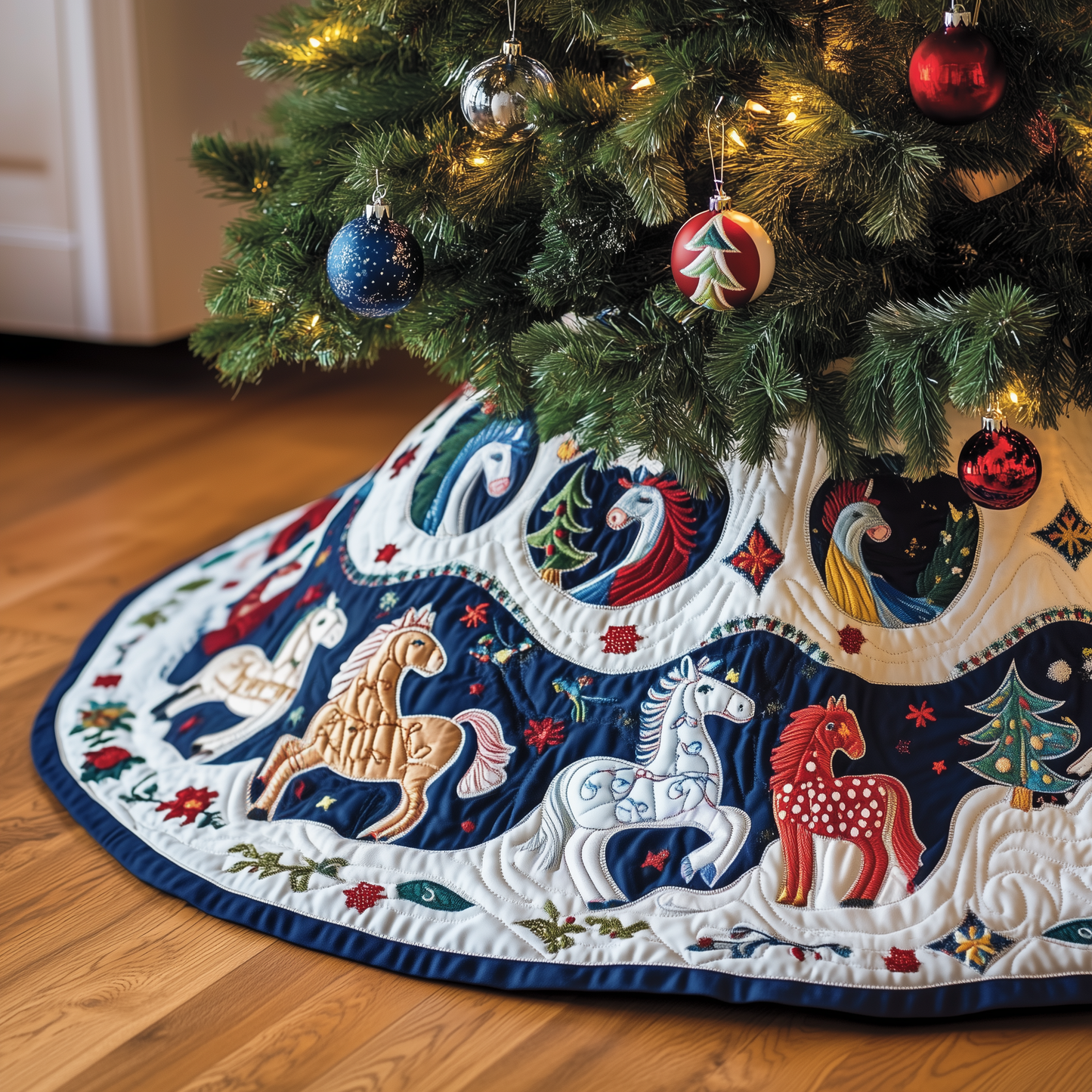 Christmas Horse Quilted Tree Skirt GFTOAB394