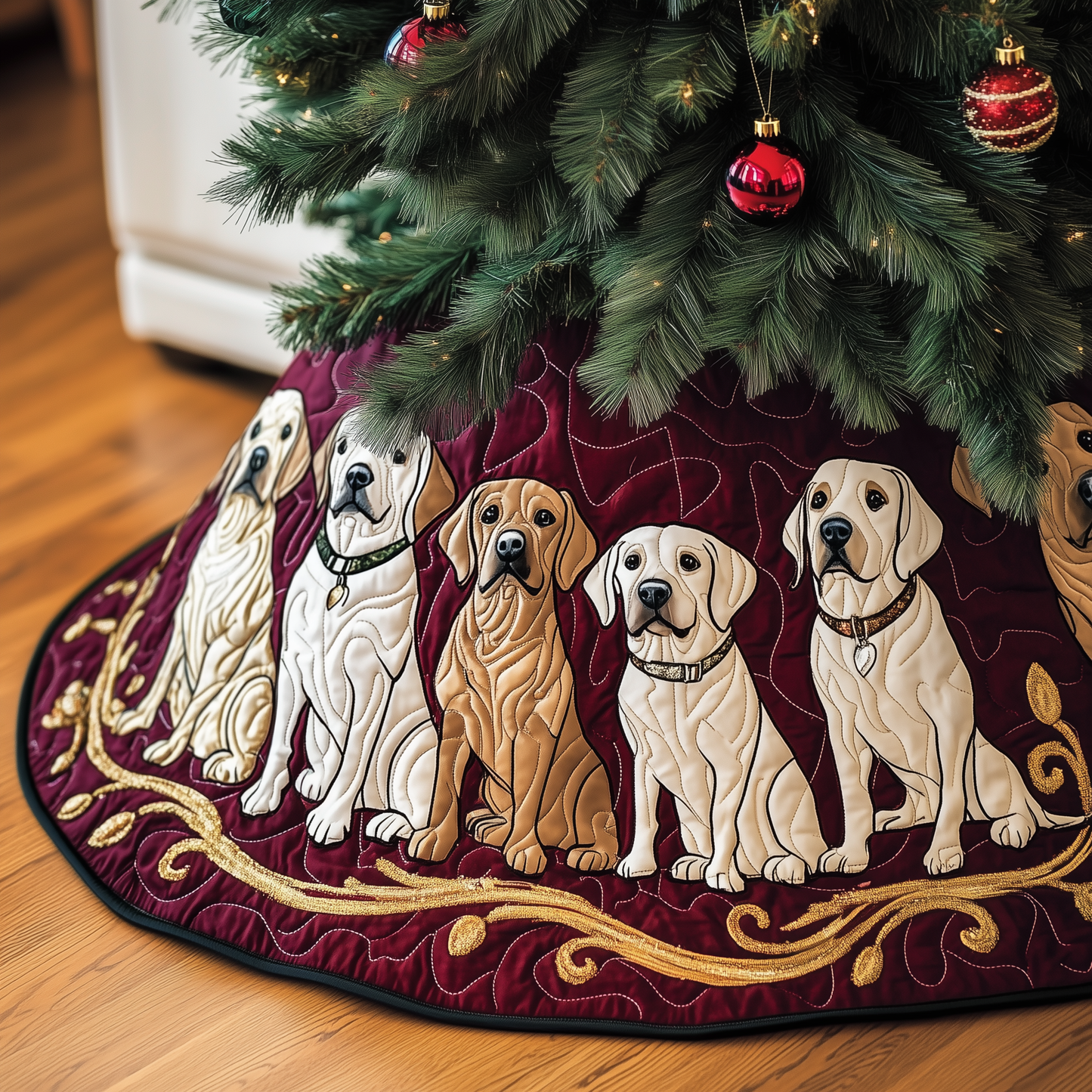 Christmas Labrador Quilted Tree Skirt GFTOAB404