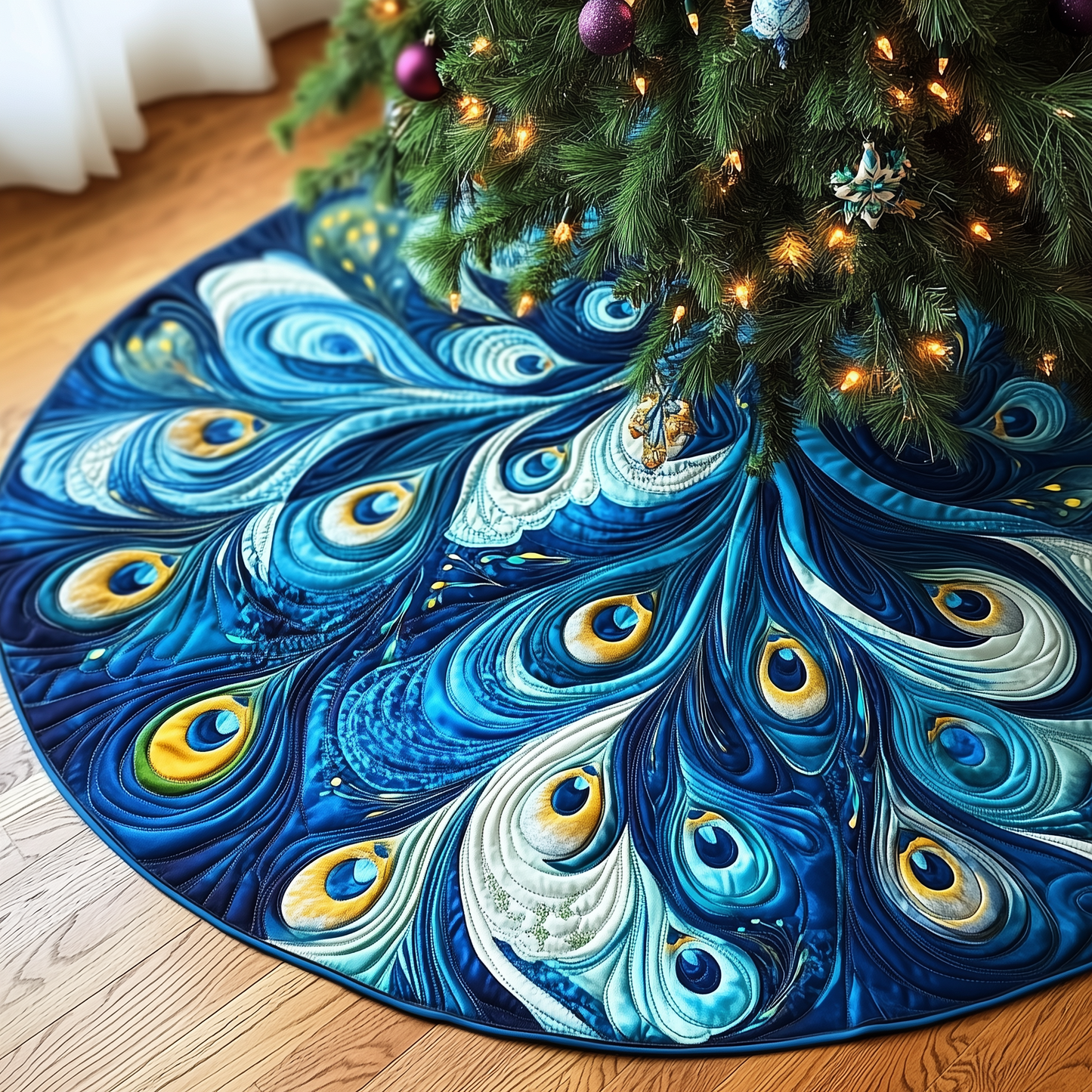 Christmas Peacock Quilted Tree Skirt GFTOAB407