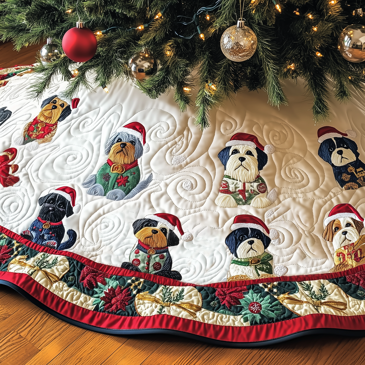 Christmas Schnauzer Quilted Tree Skirt GFTOAB413