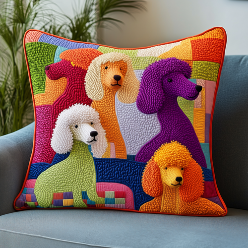 Colorful Poodle Quilted Pillow Case GFTOAB424