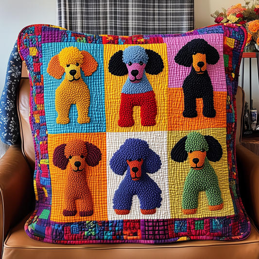 Colorful Poodle Quilted Pillow Case GFTOAB426