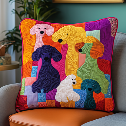 Colorful Poodle Quilted Pillow Case GFTOAB427