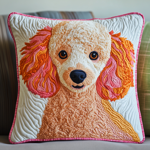 Pink Poodle Quilted Pillow Case GFTOAB431