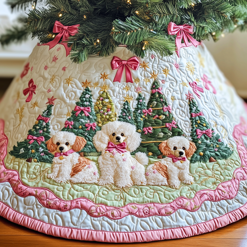 Christmas Poodle Quilted Tree Skirt GFTOAB439