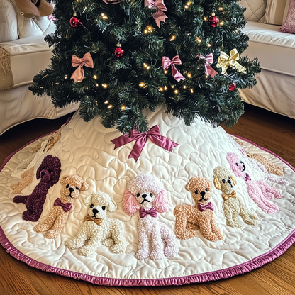 Christmas Poodle Quilted Tree Skirt GFTOAB444