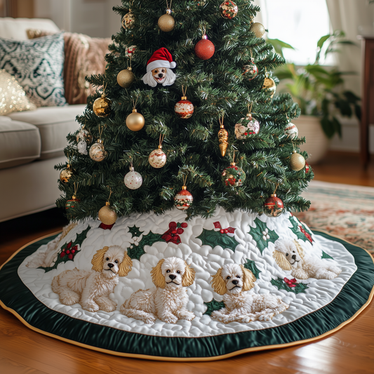 Christmas Poodle Quilted Tree Skirt GFTOAB445