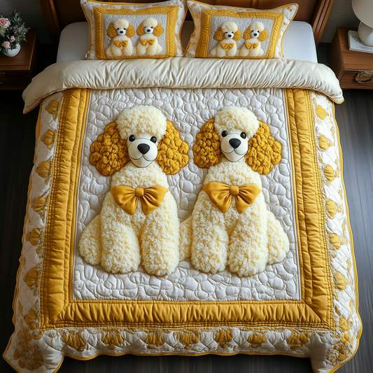 Yellow Poodle 3-Piece Quilted Bedding Set GFTOAB463