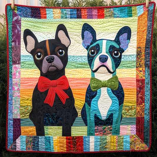 Boston Terrier Quilted Blanket GFTOAB494