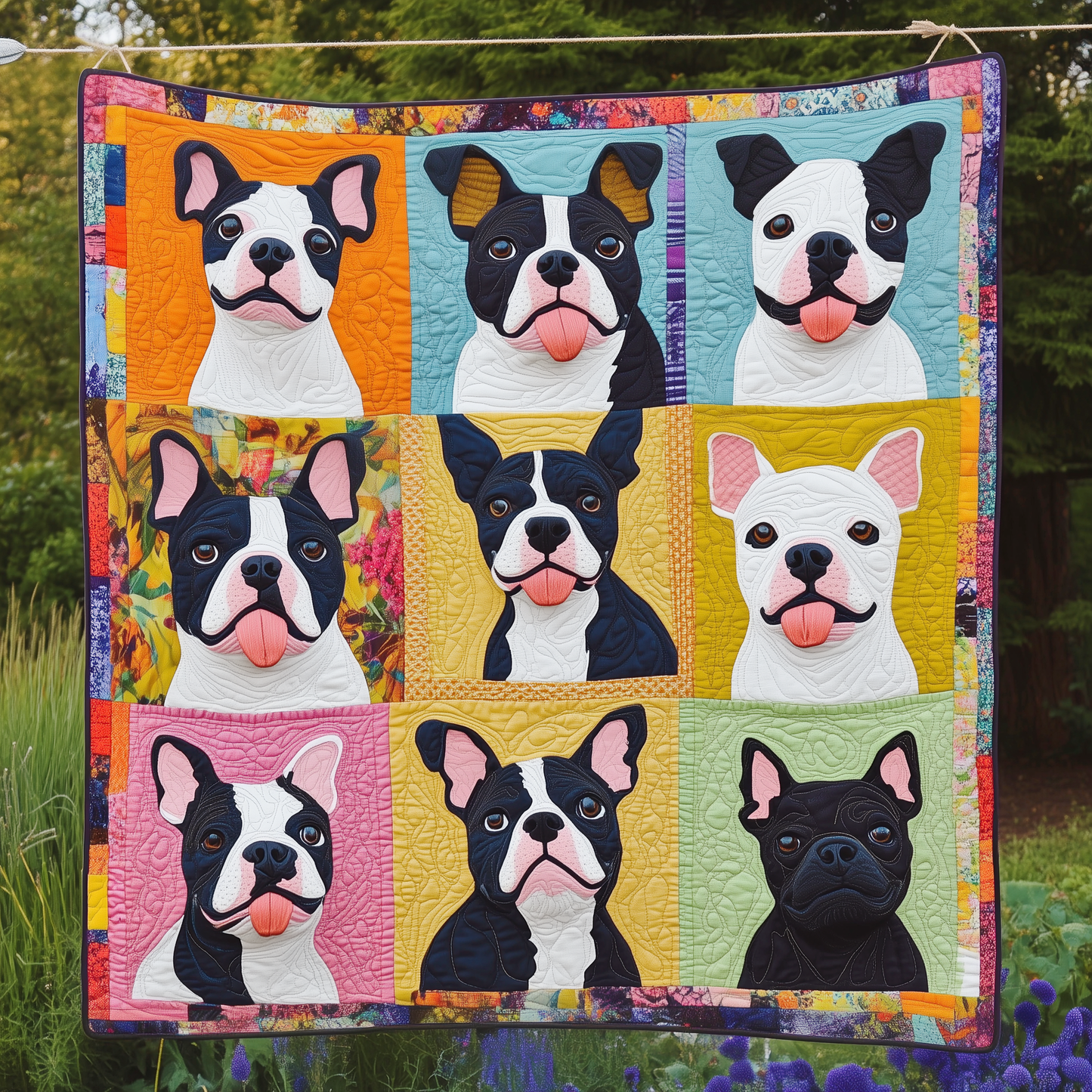 Boston Terrier Quilted Blanket GFTOAB496