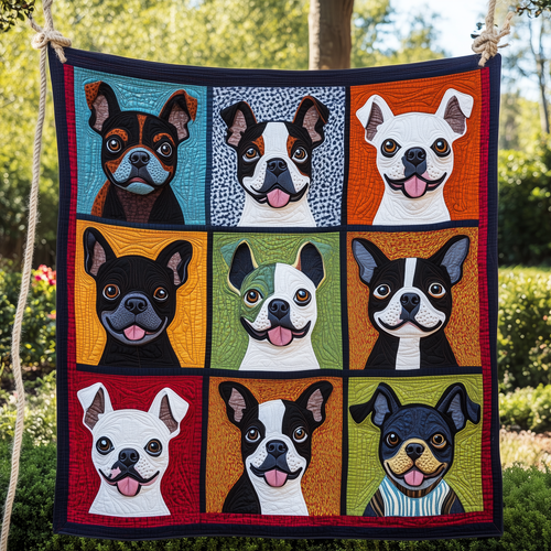 Boston Terrier Quilted Blanket GFTOAB497