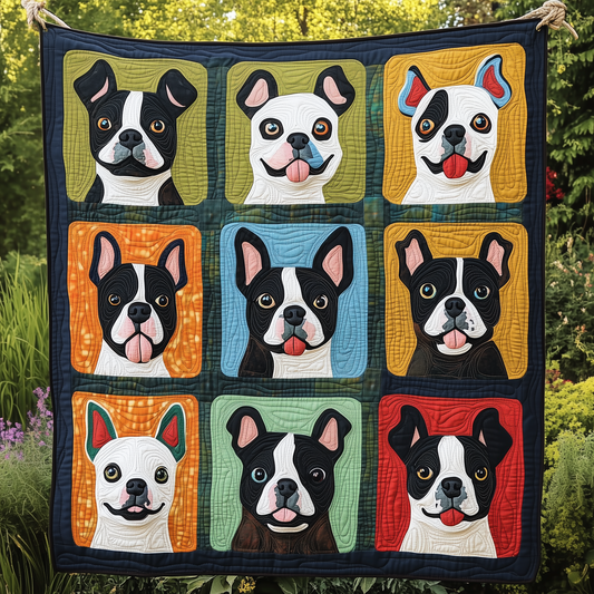 Boston Terrier Quilted Blanket GFTOAB498