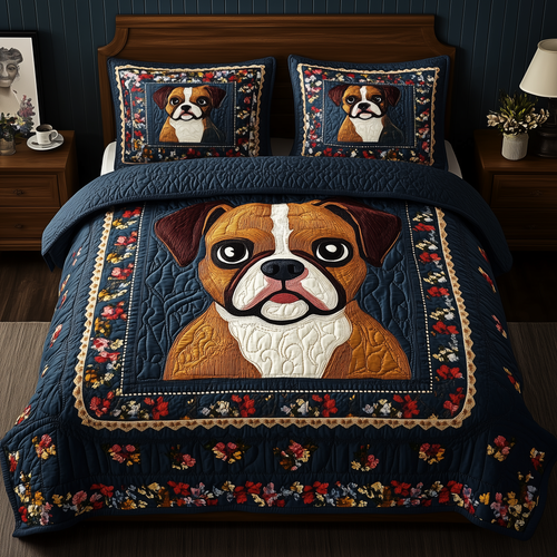 Boxer Dog 3-Piece Quilted Bedding Set GFTOAB502