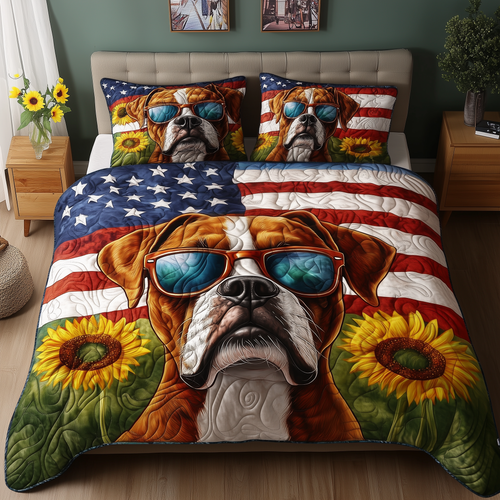 Boxer Dog 3-Piece Quilted Bedding Set GFTOAB506