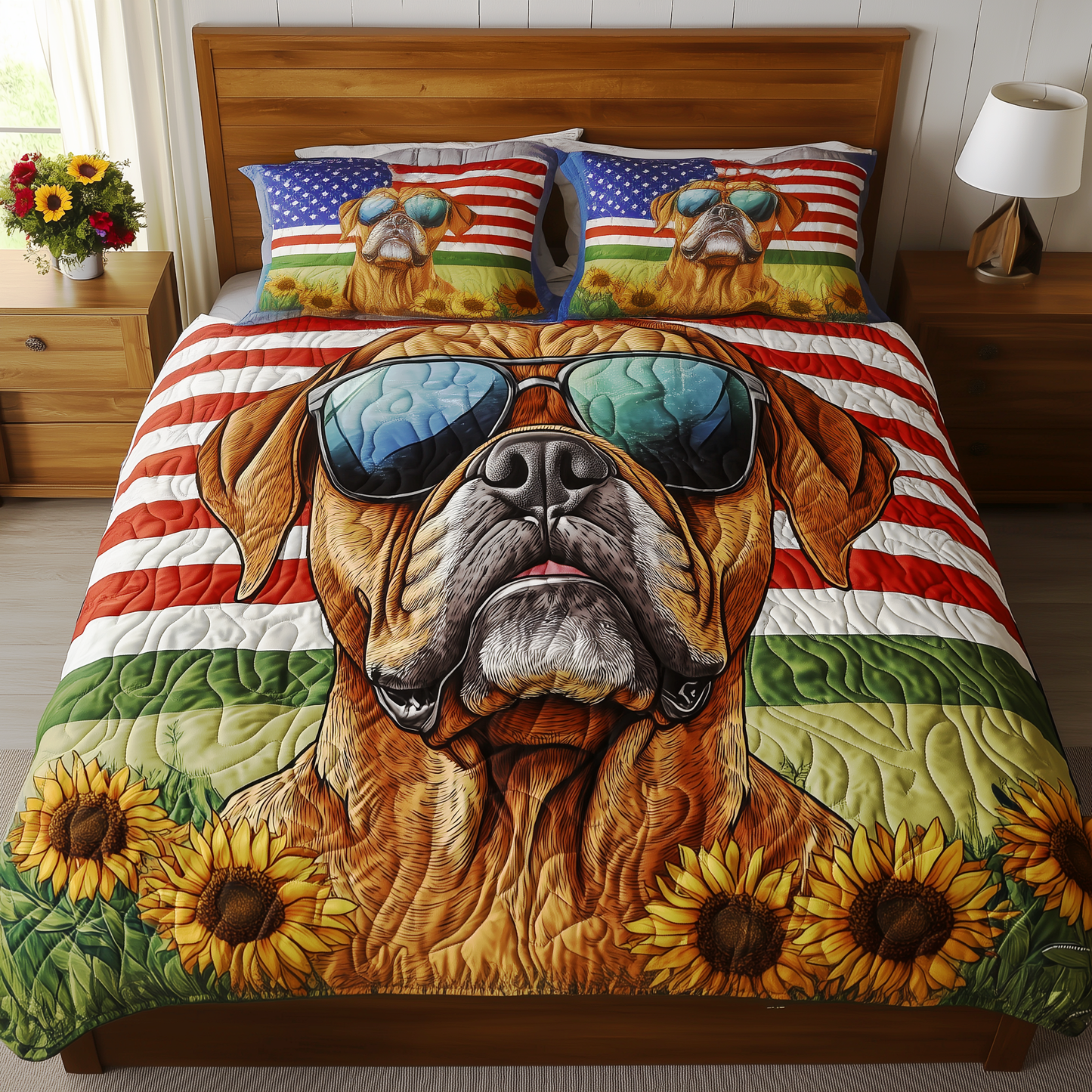 Boxer Dog 3-Piece Quilted Bedding Set GFTOAB507