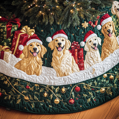 Christmas Golden Retriever Quilted Tree Skirt GFTOAB533