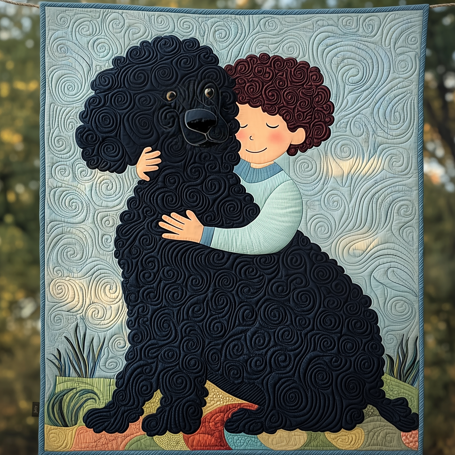 Children With Poodle Quilted Blanket GFTOAB555