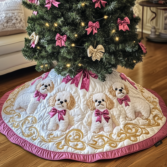 Christmas Maltese Quilted Tree Skirt GFTOAB561