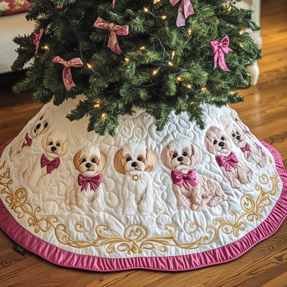 Christmas Maltese Quilted Tree Skirt GFTOAB562