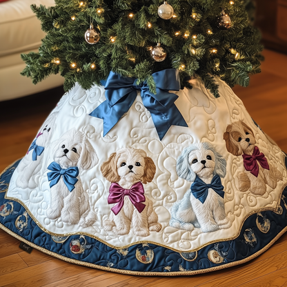 Christmas Maltese Quilted Tree Skirt GFTOAB565