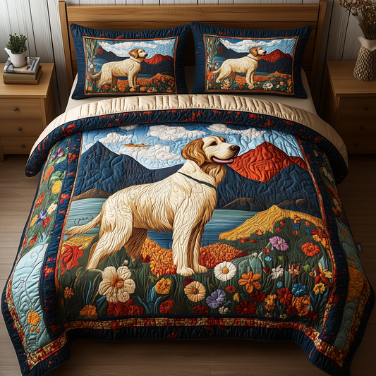 Natural Golden Retriever 3-Piece Quilted Bedding Set GFTOAB580