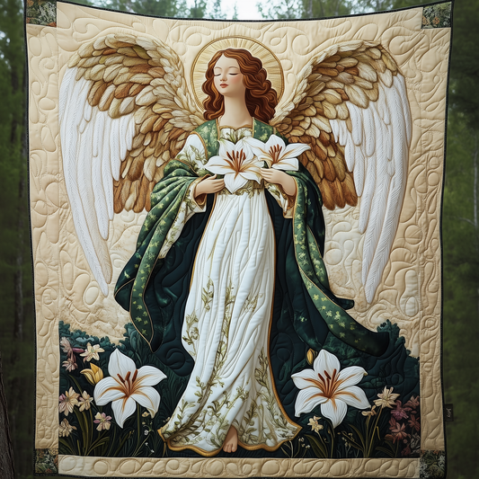 Angel With Lilies Quilted Blanket GFTOAB589