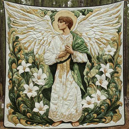 Angel With Lilies Quilted Blanket GFTOAB591