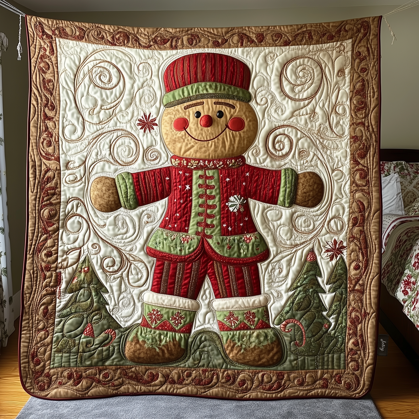 Christmas Santa Gingerbread Man Quilted Blanket GFTOAB618