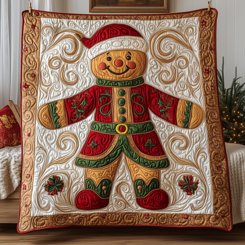 Christmas Santa Gingerbread Man Quilted Blanket GFTOAB619