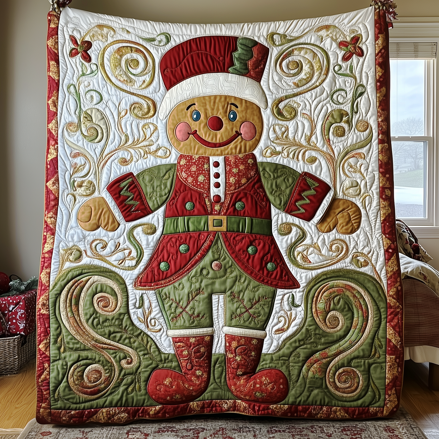 Christmas Santa Gingerbread Man Quilted Blanket GFTOAB622