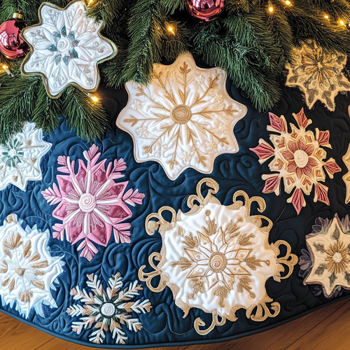 Christmas Snowflakes Quilted Tree Skirt GFTOAB632