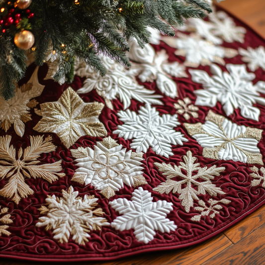 Christmas Snowflakes Quilted Tree Skirt GFTOAB635