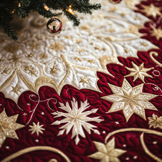 Christmas Snowflakes Quilted Tree Skirt GFTOAB636